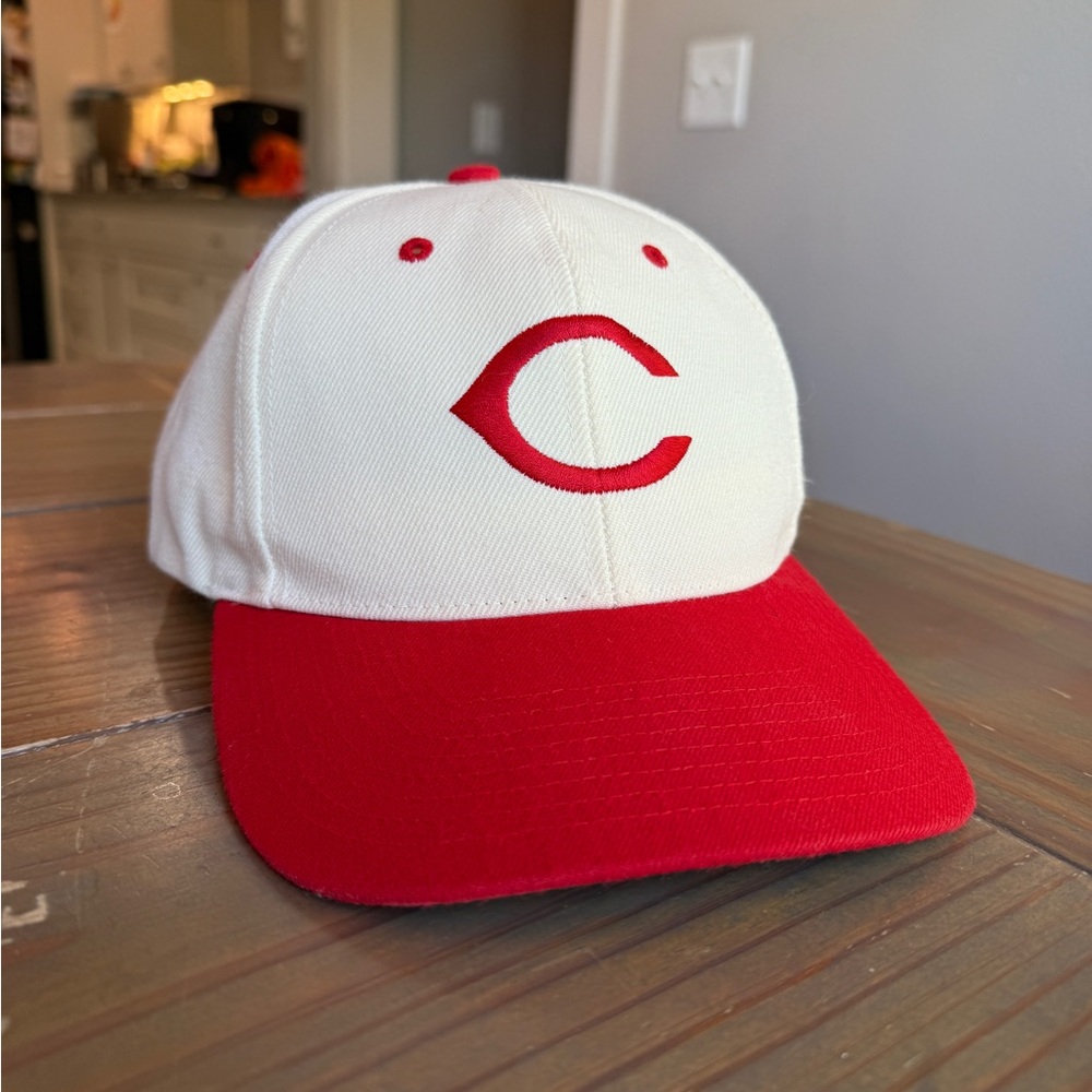 VTG Cincinnati Reds Twins Enterprise SnapTab Vintage Khaki Red Structured Rare